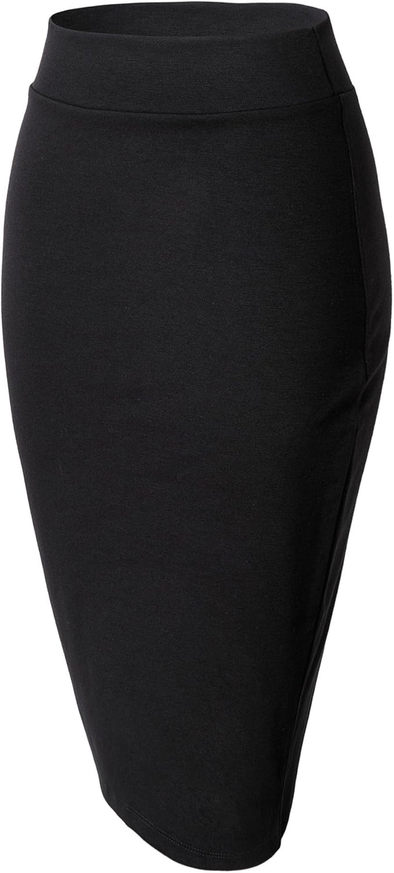 Women'S Elastic Waist Stretch Bodycon Midi Pencil Skirt