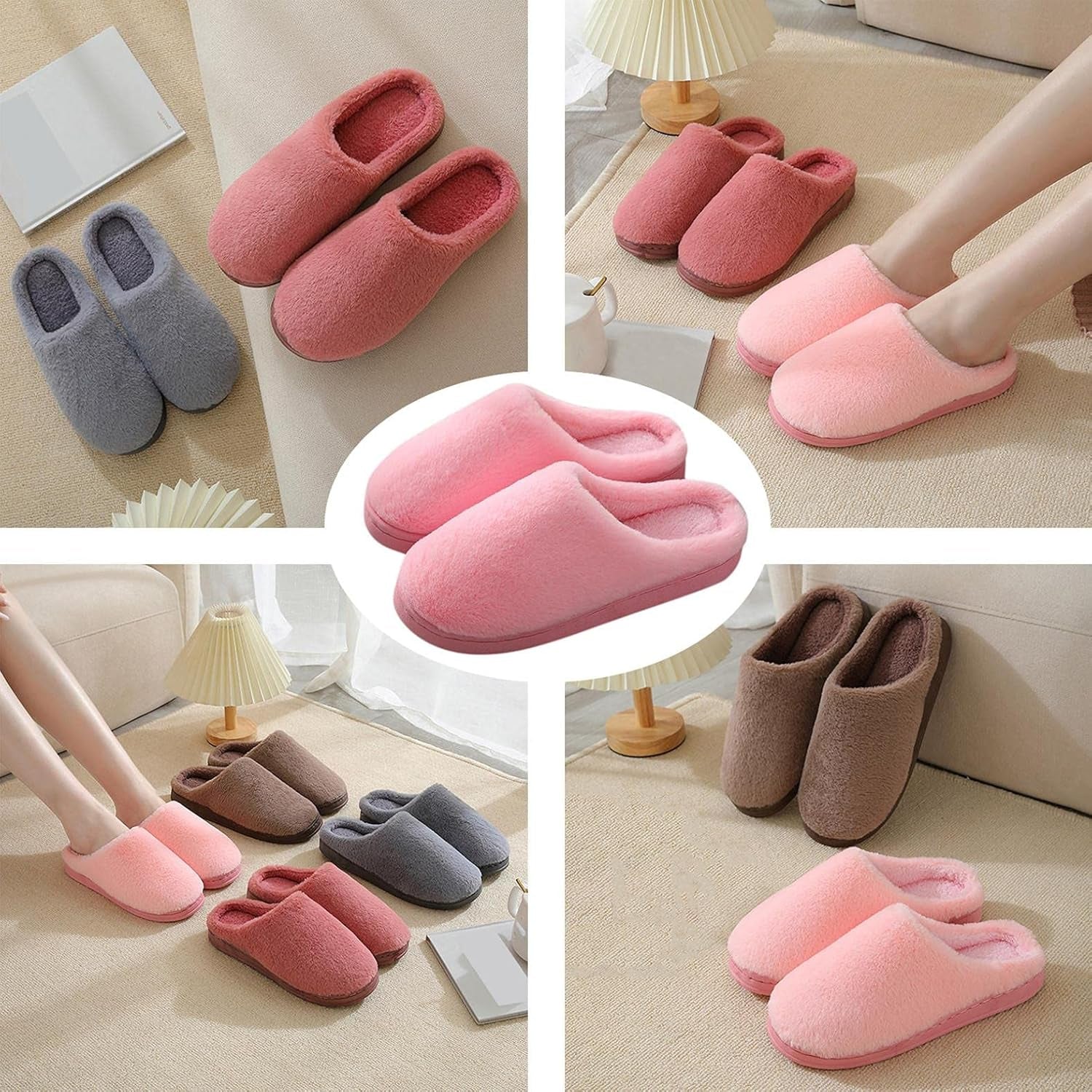 Slippers for Women Indoor and Outdoor Cozy Fur Fuzzy Slippers House Slippers Memory Foam Soft Non-Slip Fluffy Slippers